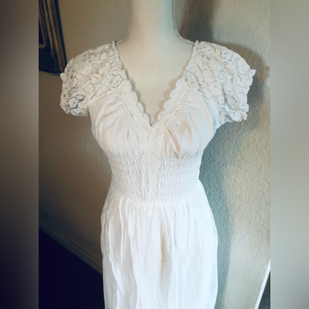 White Peasant Lace Dress by Anna Kaci Wedding - Picture 9 of 14